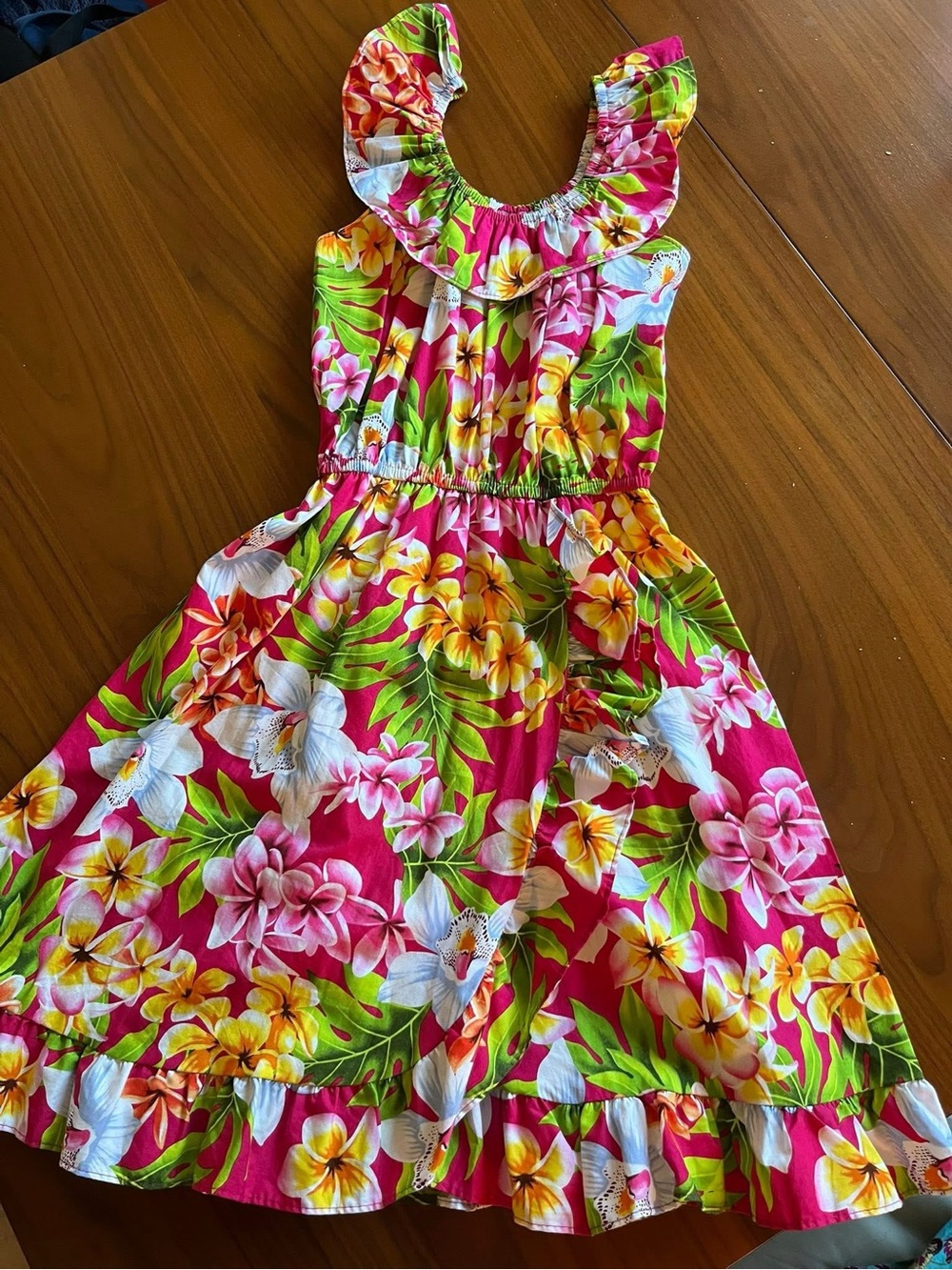 Girls' Pink Tropical Floral Sundress
